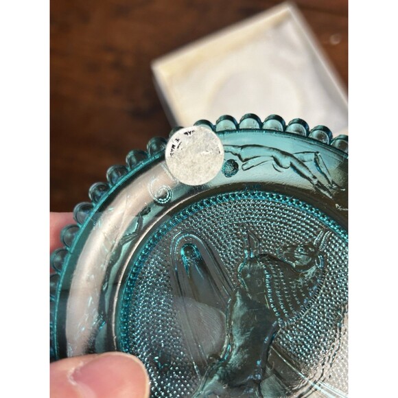 Vintage Pairpoint Glass Cup Plate Turquoise Cape Cinema Anniversary 1980 MA - Picture 7 of 8